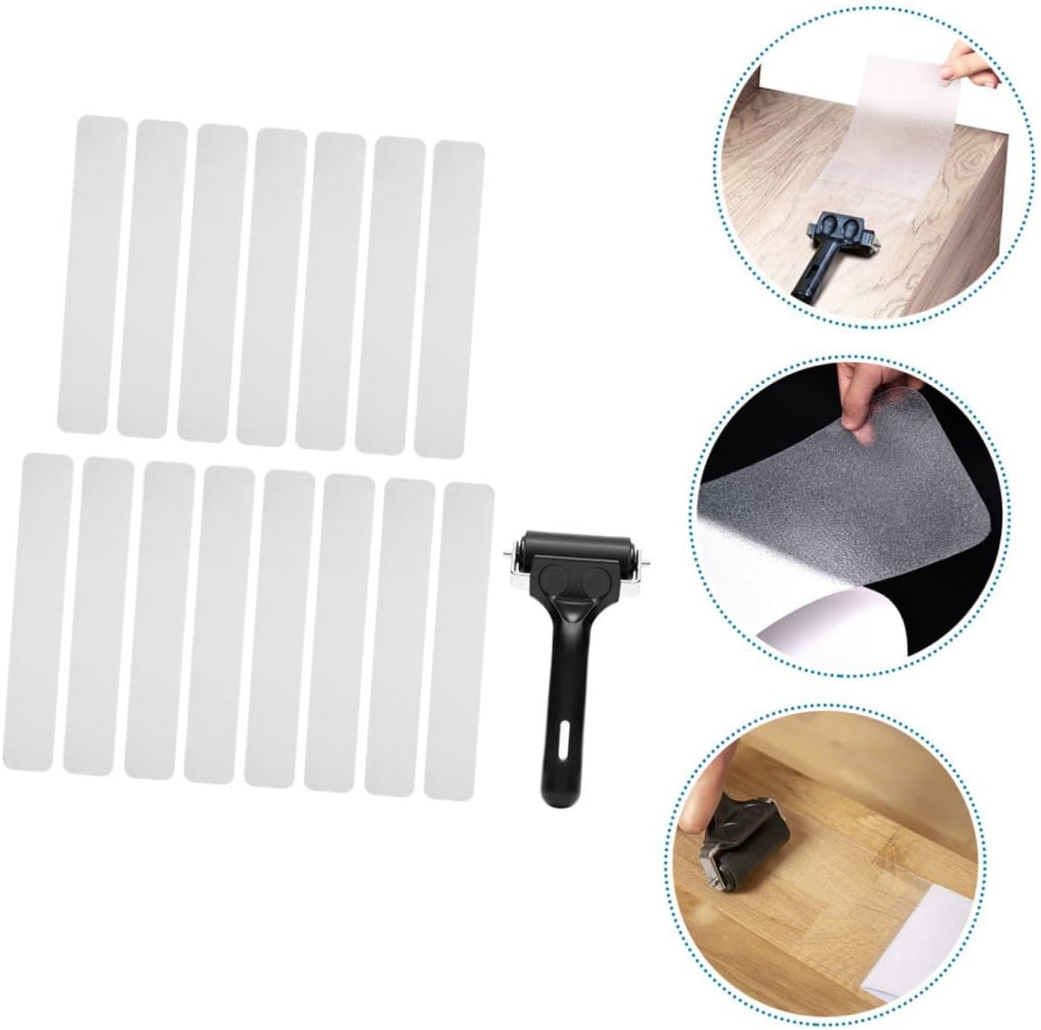 Gadpiparty 15pcs Bathroom Anti-slip Tape Strips 4x24in Self-adhesive Non-skid Stair Treads with Roller for Bathtub and Floor Safety