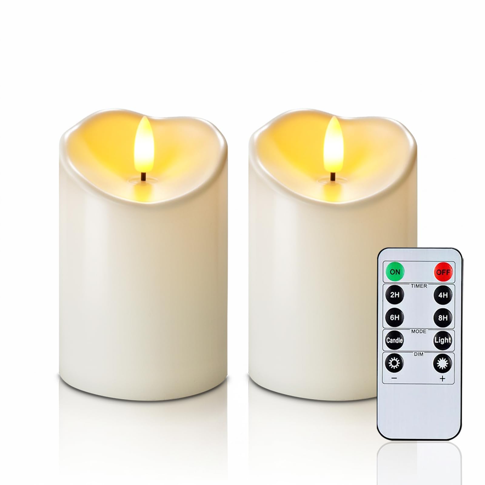 Homemory 3x5 Waterproof Flameless Candles, Remote Timer, Ivory, Set of 2