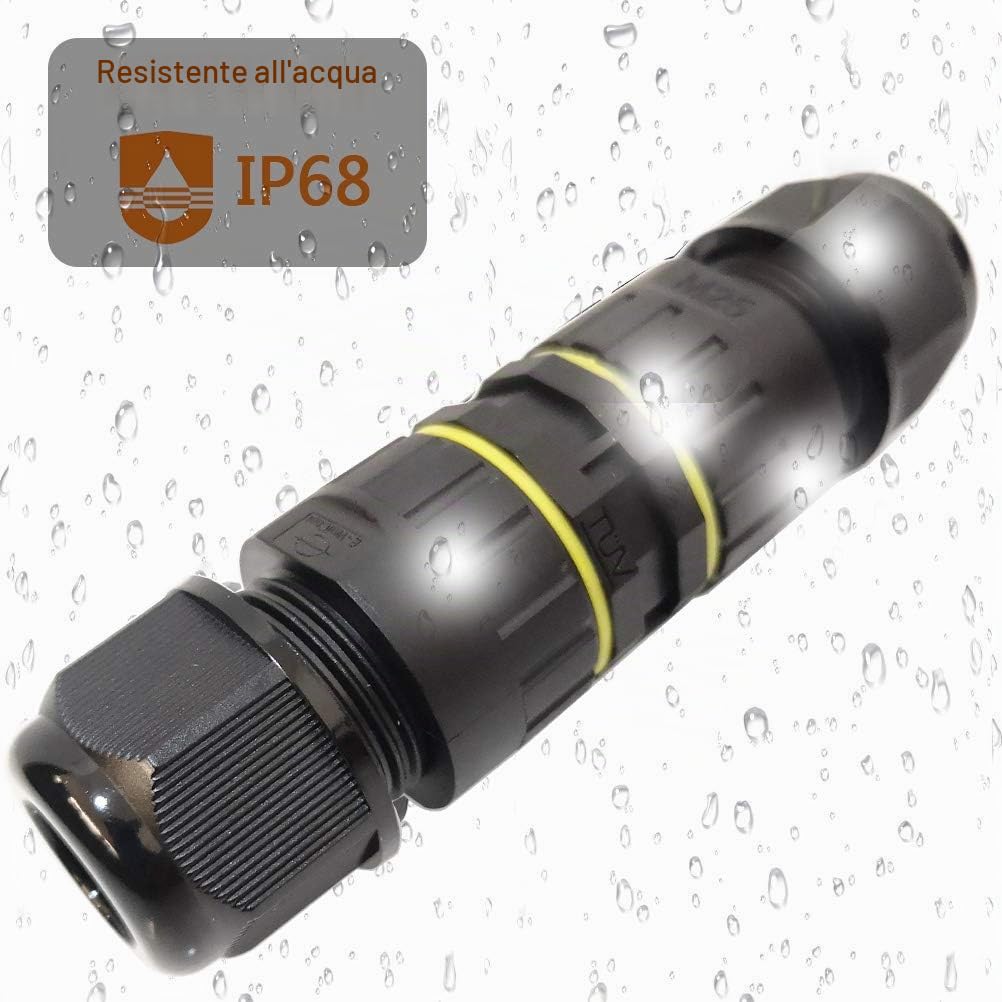 Scatola di giunzione CESFONJER da esterno impermeabile IP68 a 3 vie Linea M25 Cavo connettore Gamma di cavi Cavo di alimentazione 6-11mm Scatola di protezione accoppiatore manicotto esterno (2 pezzi)