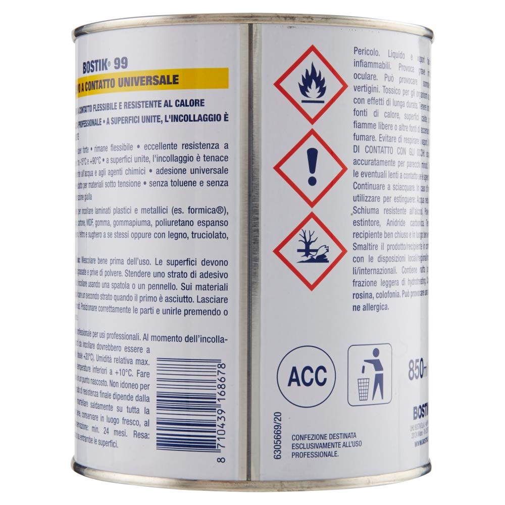 Bostik, 10918 99 - Adhesivo de contacto universal, amarillo, 850 ml