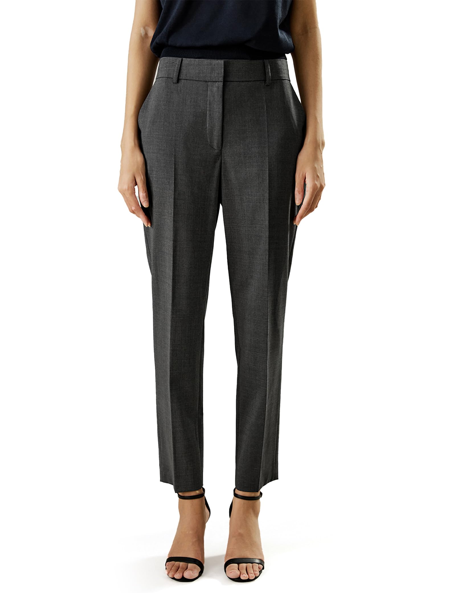LilySilk 100 Merino Wool Suit Pants for Women Stretch Slim Fit Solid Luxury Office Work Business Straight Trousers