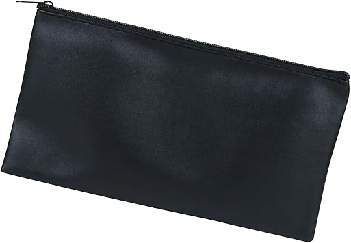 2 Pack Money Bag with Zipper, 11x6.1 inch Cash Coin Pouch, Check Wallet, Organizer Bag for Cosmetics, Cash, Receipt Black, 2 Pack