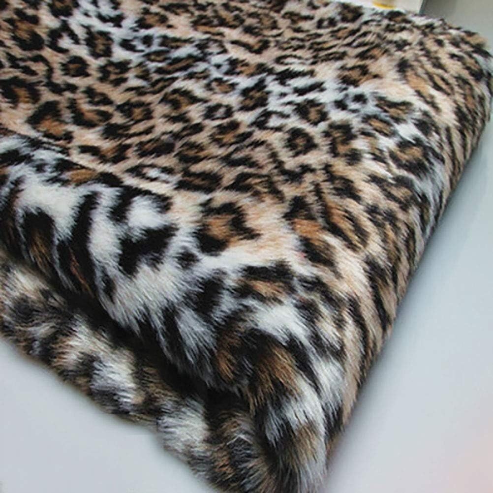 Materiał z długim włosiem ze sztucznego futra, Tkanina ze sztucznego futra Miękki pluszowy materiał(1 Leopard)