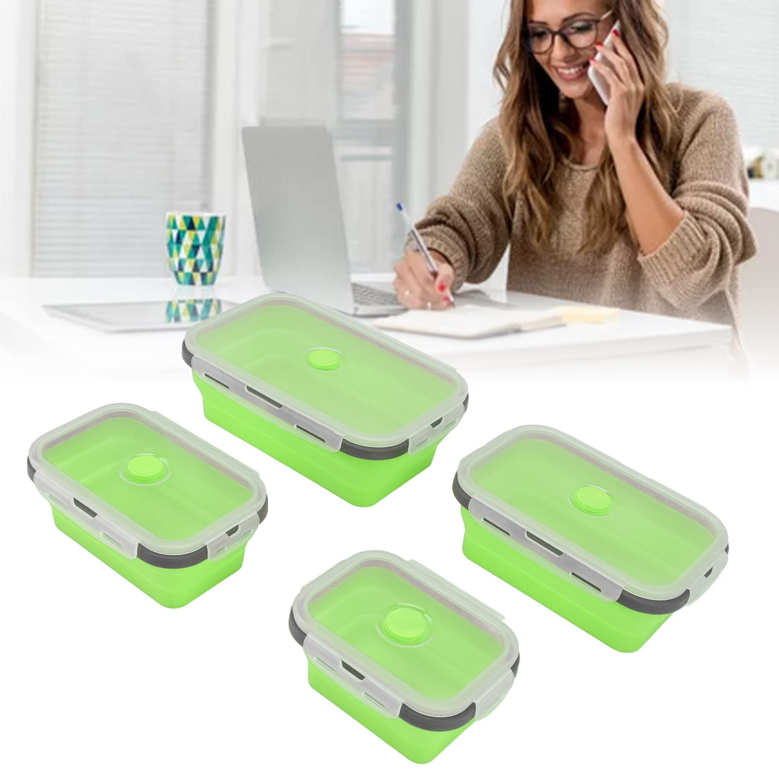 Récipients Pliables Avec Couvercles, Lot De 4 Récipients De Rangement Pliables En