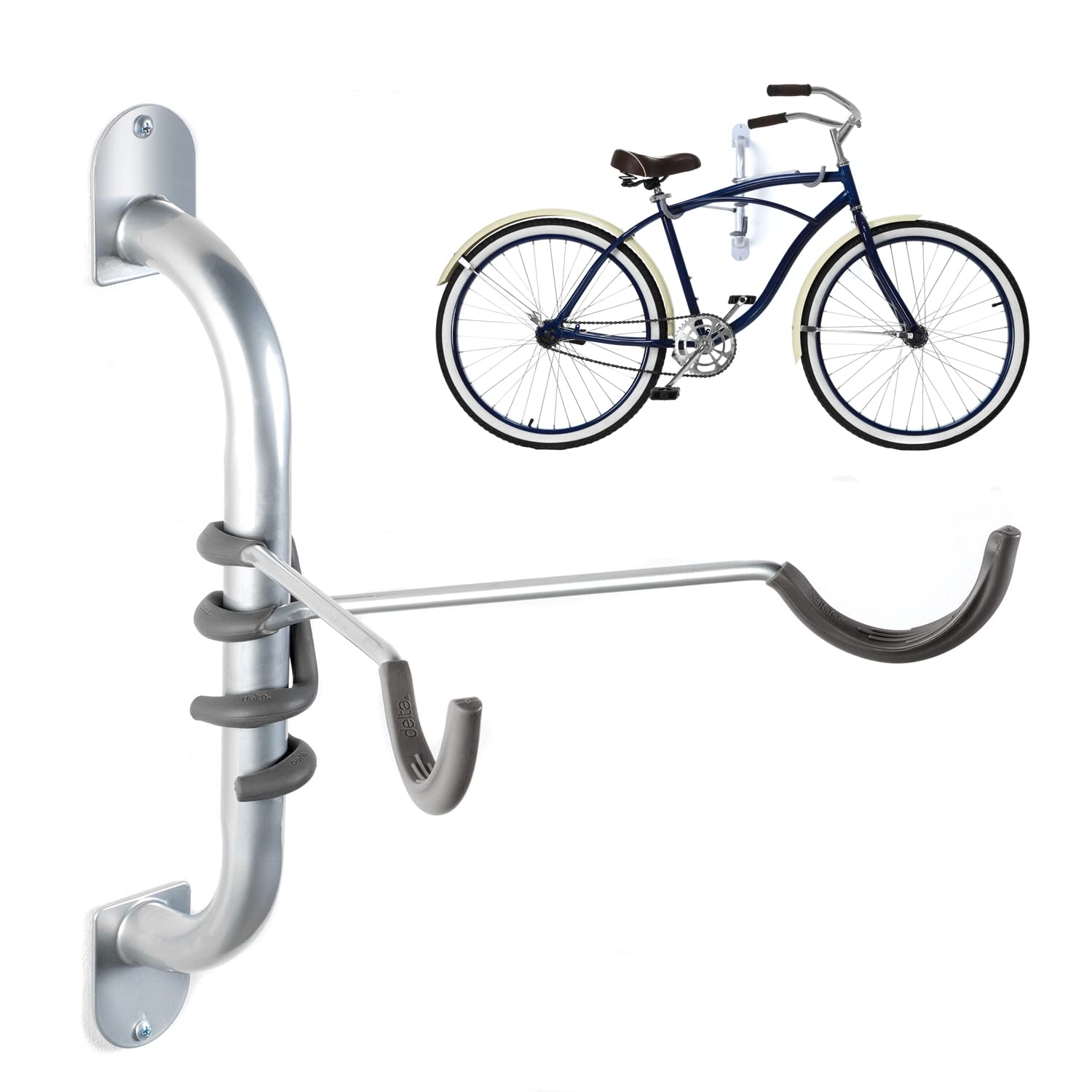 Hanging Bike Rack Wall Mount by Delta Cycle - Hook Design Provides Easy Bicycle Storage Access - Bike Wall Hanger & Organizer Holds Any Bike for Easy Access - For Indoor Garage, Apartments or Sheds