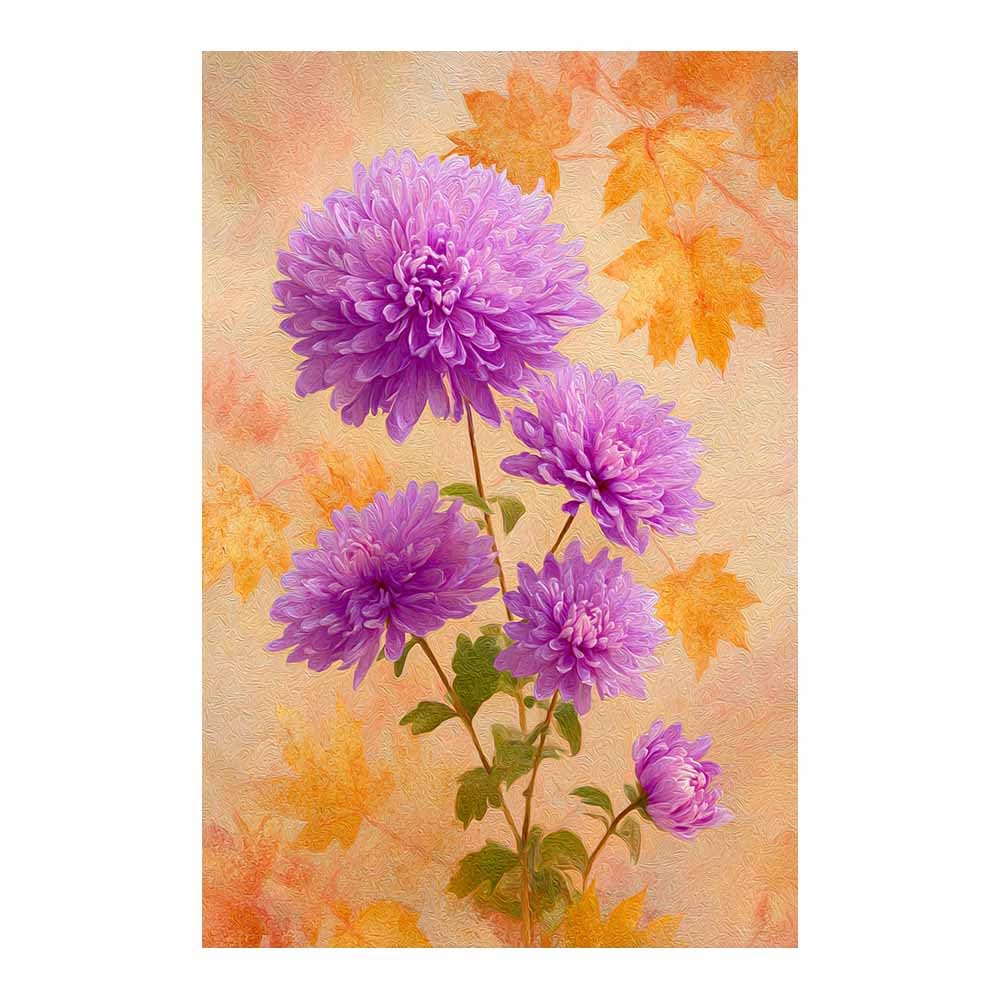 Xeniou Multicolor Flower Canvas Wall Art Watercolor Fall Chrysanthemum Canvas Wall Art, For Bedroom Bathroom Living Room Home Wall Decor(Multicolor)-80X120cm Unframed