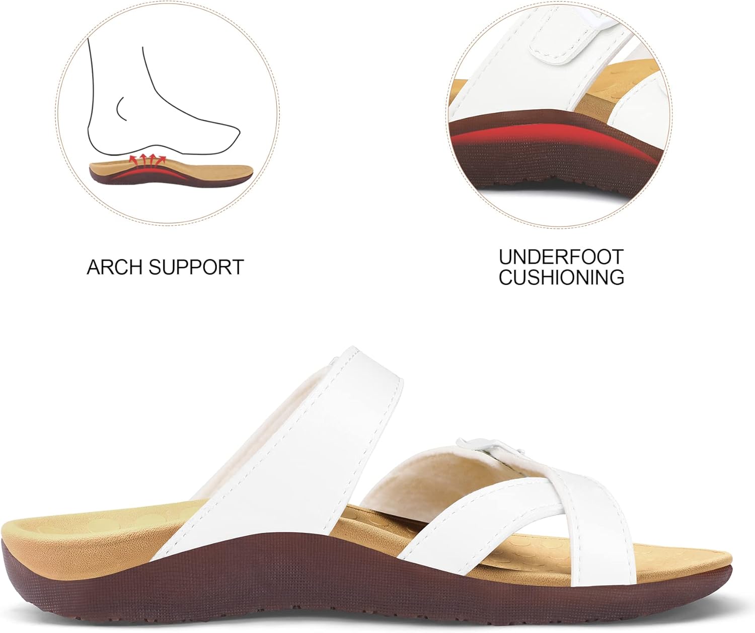 mysoft Women's Arch Support Slide Sandals Adjustable Orthopedic Flip Flops...  - Picture 39 of 49