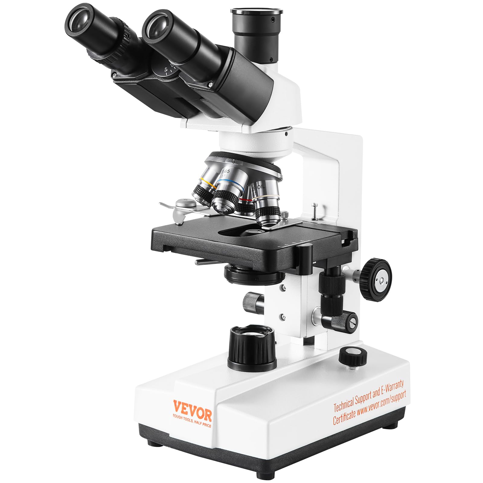 VEVOR Trinocular Compound Microscope, 40X-5000X Magnification, Digital Laboratory Trinocular Compound LED Microscope Two-Layer Mechanical Stage Computer Connection for Students and Laboratory