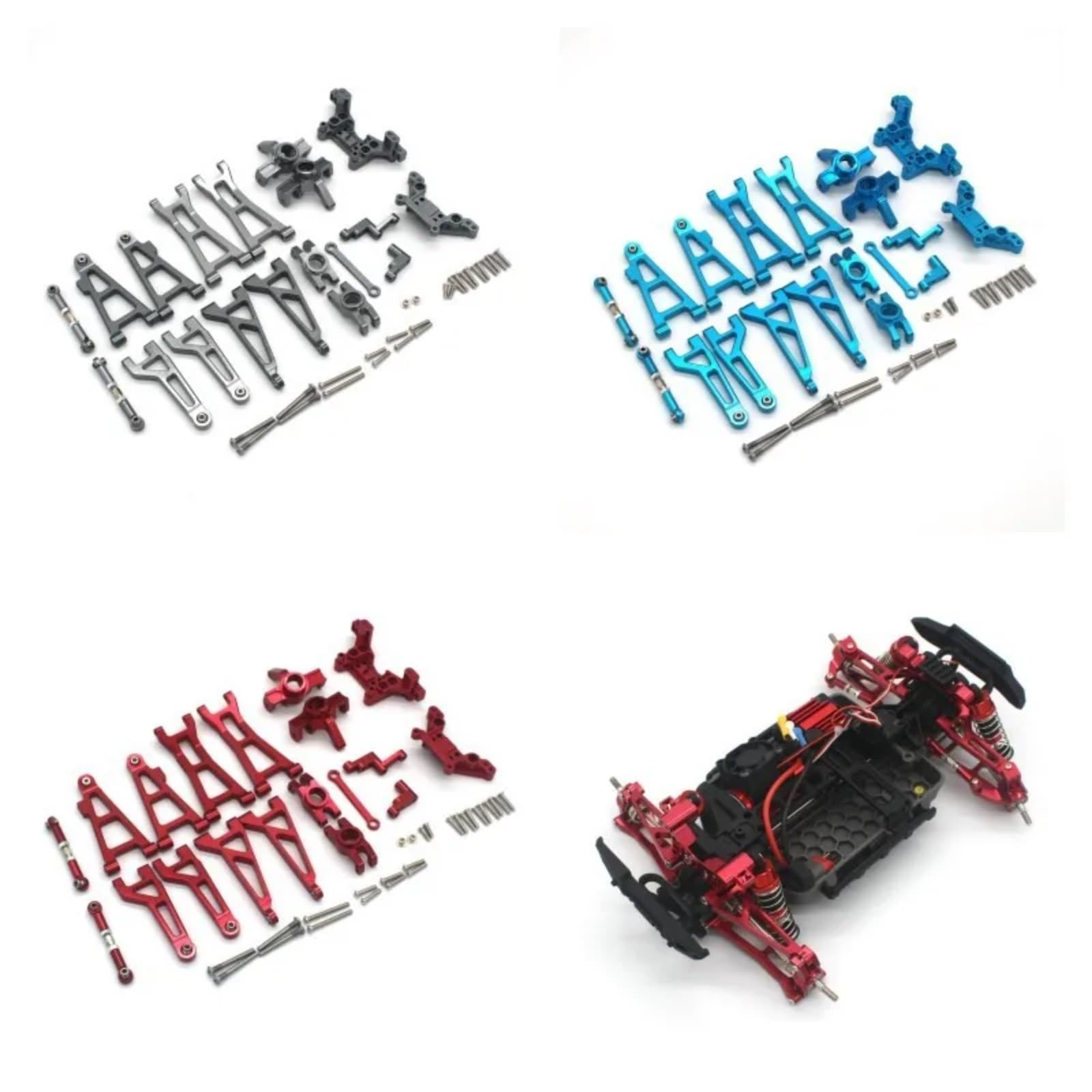 RC Ersatzteile Für MJX Für Hyper Go 16208 16209 16210 H16V3 H16BM 1/16 Metall-Lenkbecherarm Hinterrad Für Seat RC-Auto-Upgrade-Teile Zubehör(Blue)