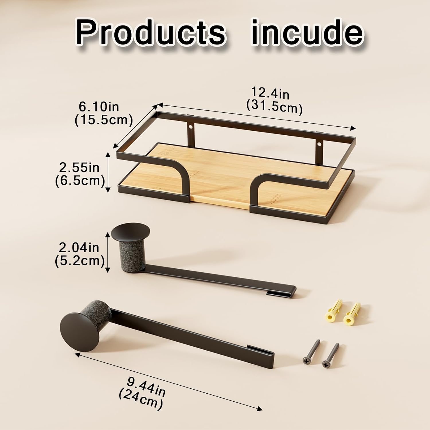 REFGY Ironing Board Hanger Wall Mount with Natural Wood-Texture Shelf, Adjustable Iron Board Holder for T & Y Leg Boards, Heavy Duty Laundry Room Organization and Storage Rack, Black