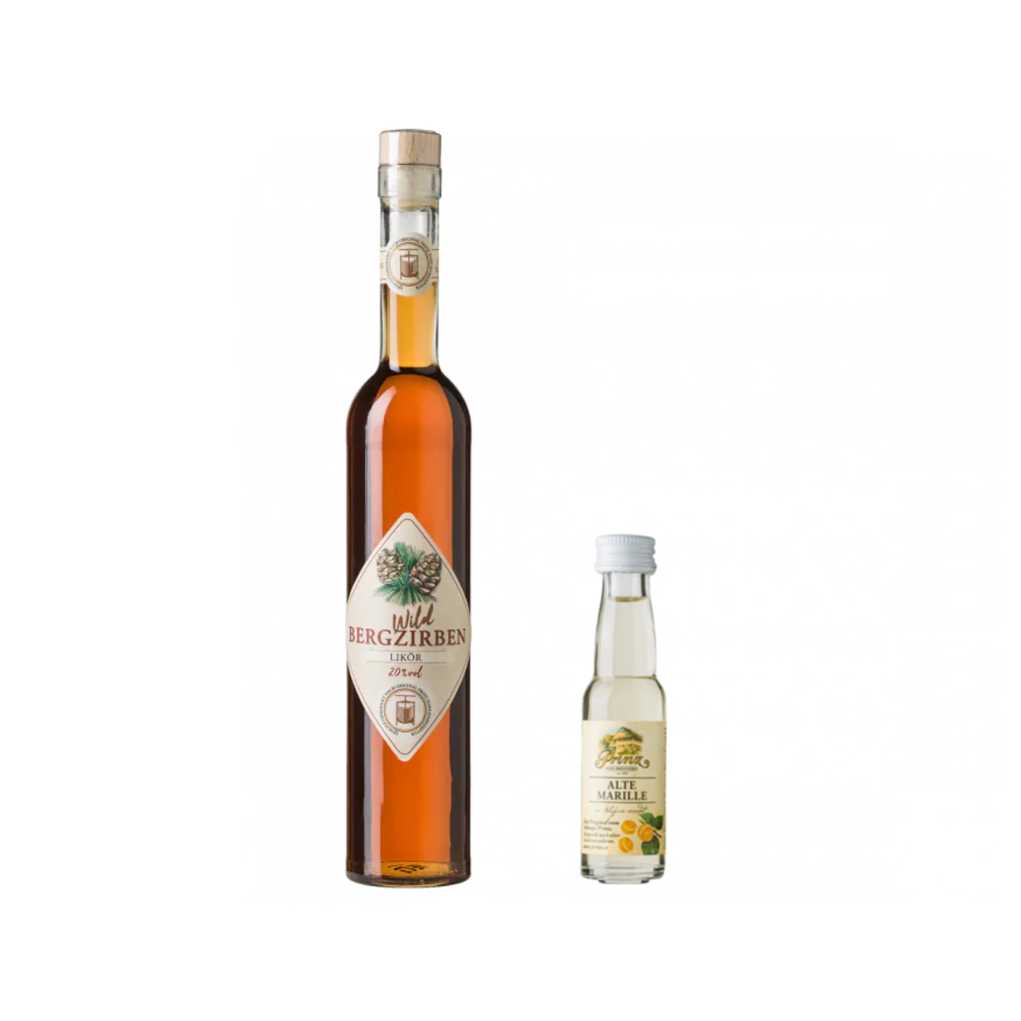 Prinz Wild-Bergzirben Likör 20% Vol. 0,5 Liter + Prinz Probe 0,02l