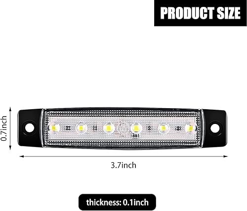 Miniatura 2 de Pack-10 - Luz indicadora LED para automóvil, 6 luces LED de 3.9 pulgadas, luz indicadora de señal delantera y trasera, para remolque, camión,