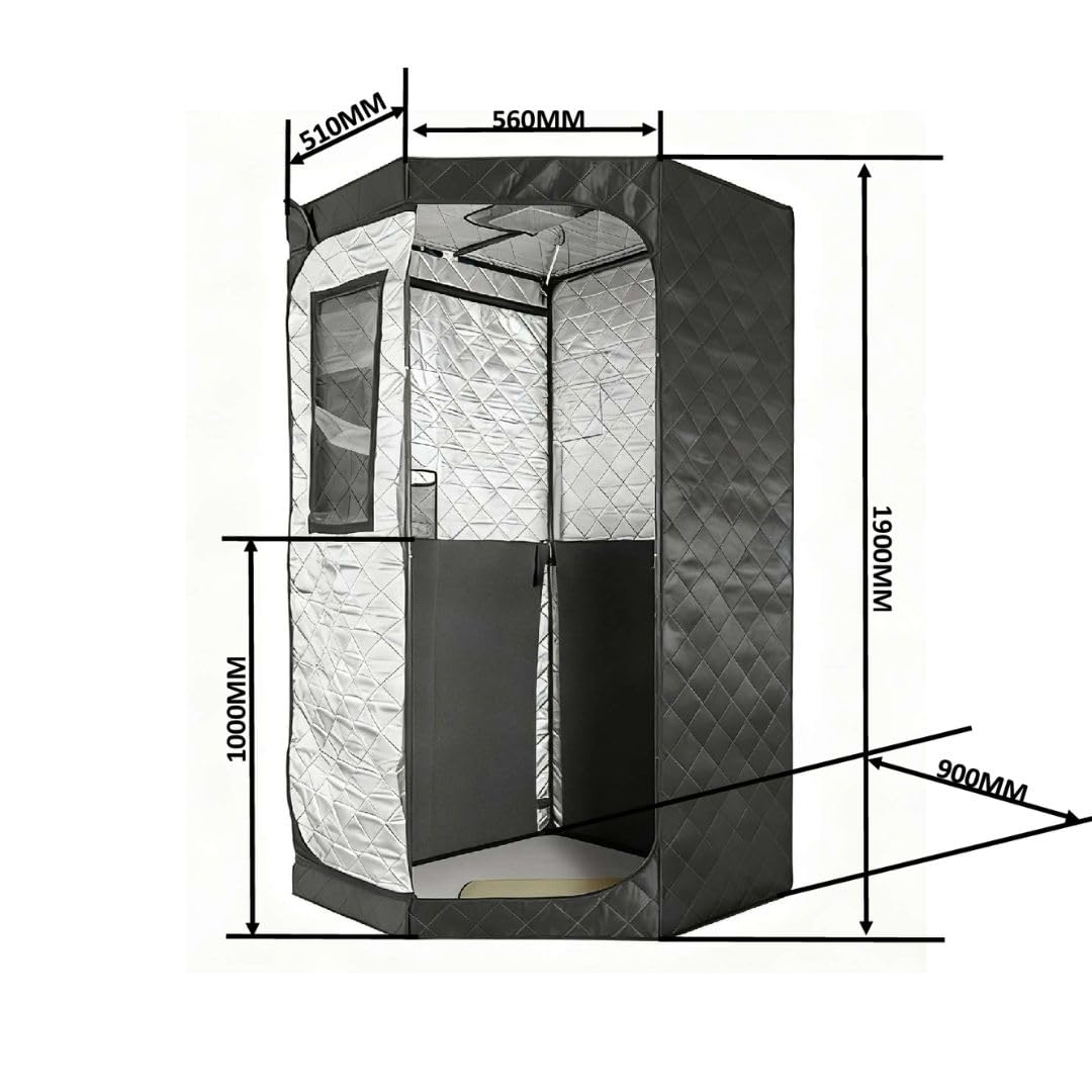 Cabine infrarouge portable pour sauna 90 x 90 x 190 cm avec chaise de camping, télécommande numérique, cabine thermique, couleur noire - votre moment de bien-être à tout moment et partout, portable