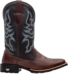Bota Masculino Texana Em Couro Marrom Cano Longo Bordado Tribal Oferta