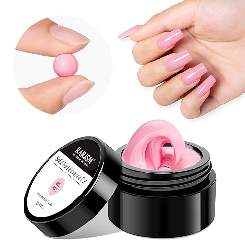 RARJSM Gel constructor sólido para uñas, gel de construcción sólido rosa y morado, gel de extensión de uñas, gel de modelado de manos no pegajoso