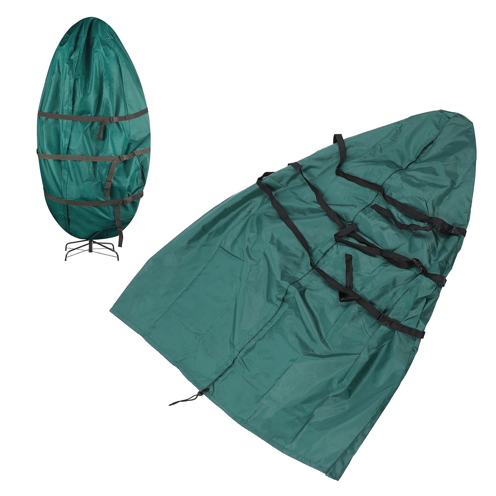Aufrechter Weihnachtsbaum-Aufbewahrungsbeutel, Staubdicht, Wasserdicht, Robust, Künstlicher Weihnachtsbaum, mit Kordelzug und Spanngurten, Weihnachtsbaum-Abdeckung (grün) (45 * 94