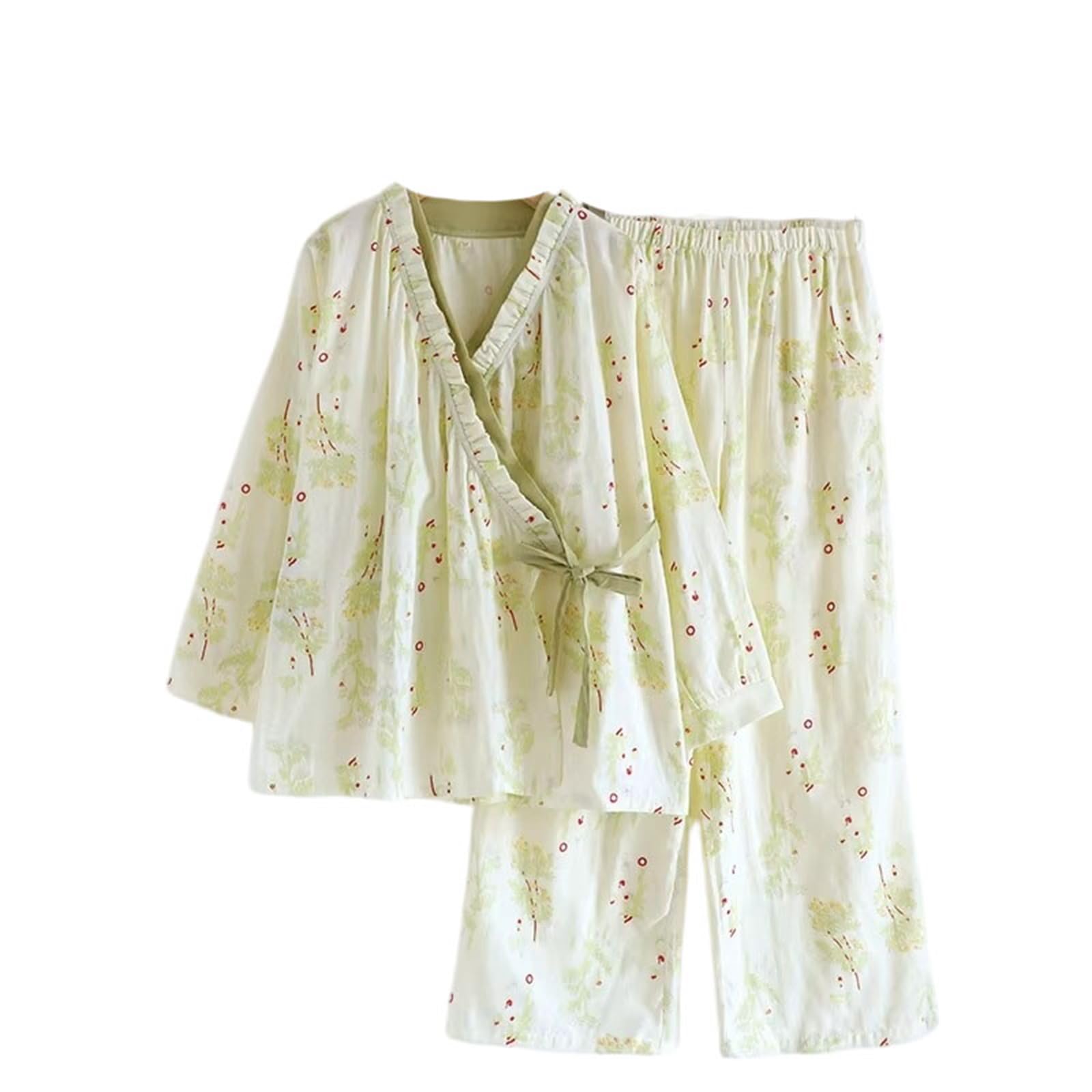 Conjunto de pijama de algodón con estampado floral para mujer, ropa de dormir de manga larga, ropa para el hogar, ropa de descanso para primavera