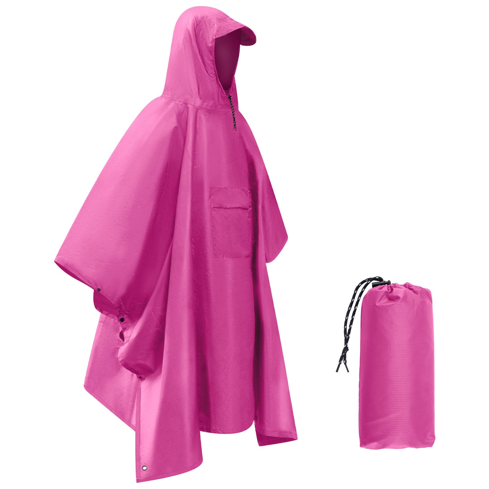 Poncho de pluie imperméable léger coupe-vent avec capuche séchage rapide - 8