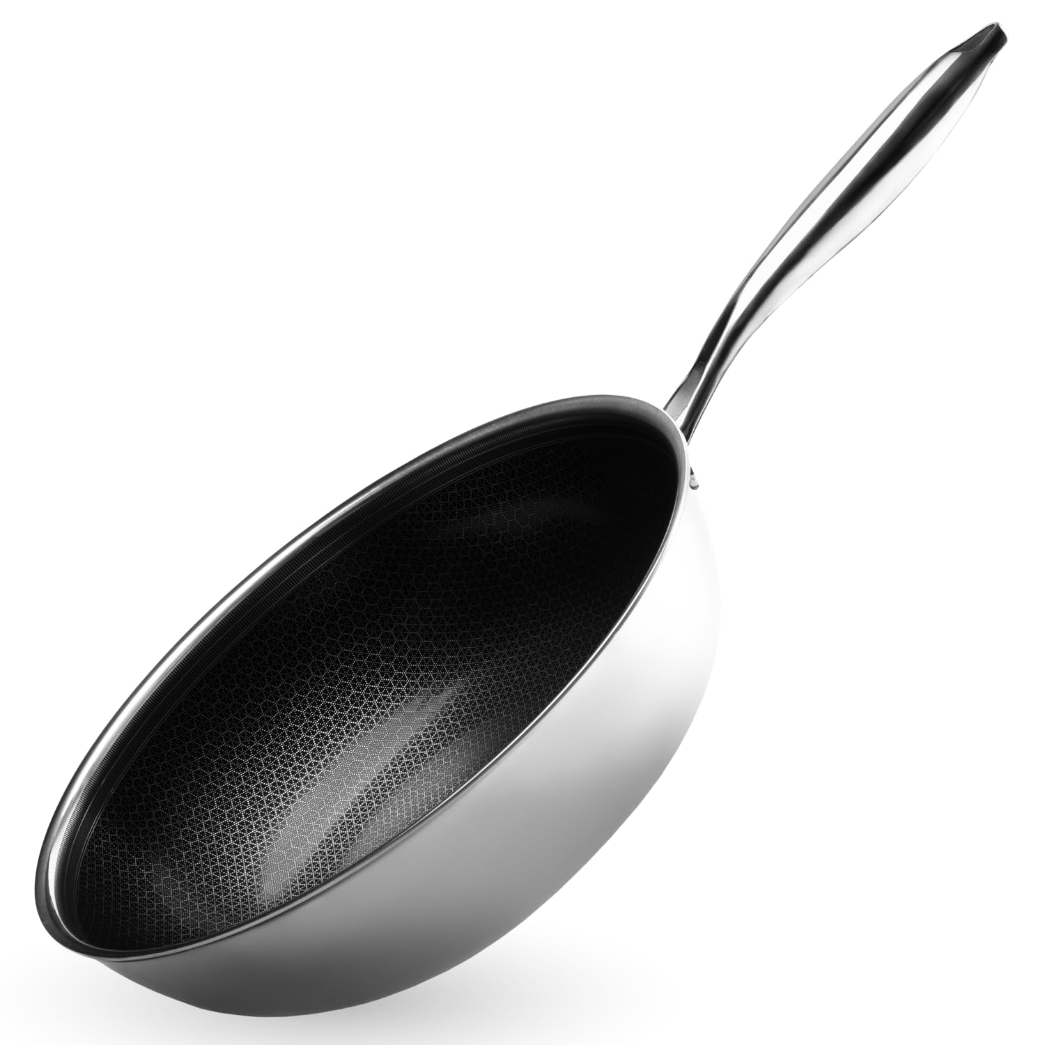 Onyx Cookware Wokpfanne 30 cm – Beschichtete Pfanne Induktion | Für alle Herdarten; kratzfeste Antihaft-Oberfläche; 3-Schicht Edelstahl/Aluminium; PFAS-frei; ofenfest bis 260 °C