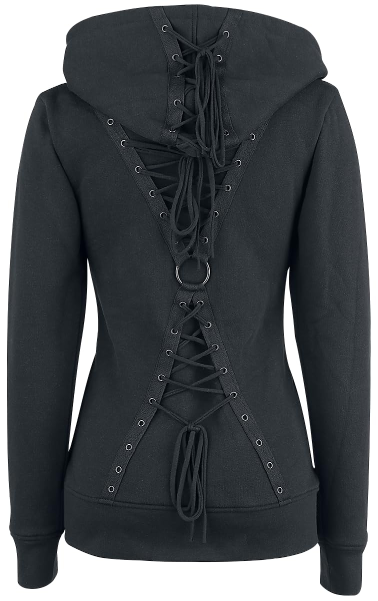 Gothicana by EMP Damen schwarze Kapuzenjacke mit Schnürung