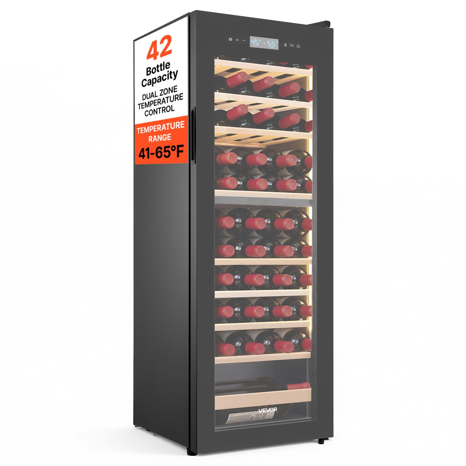 VEVOR 42 Bottle Wine Fridge, Freestanding Wine Cooler White