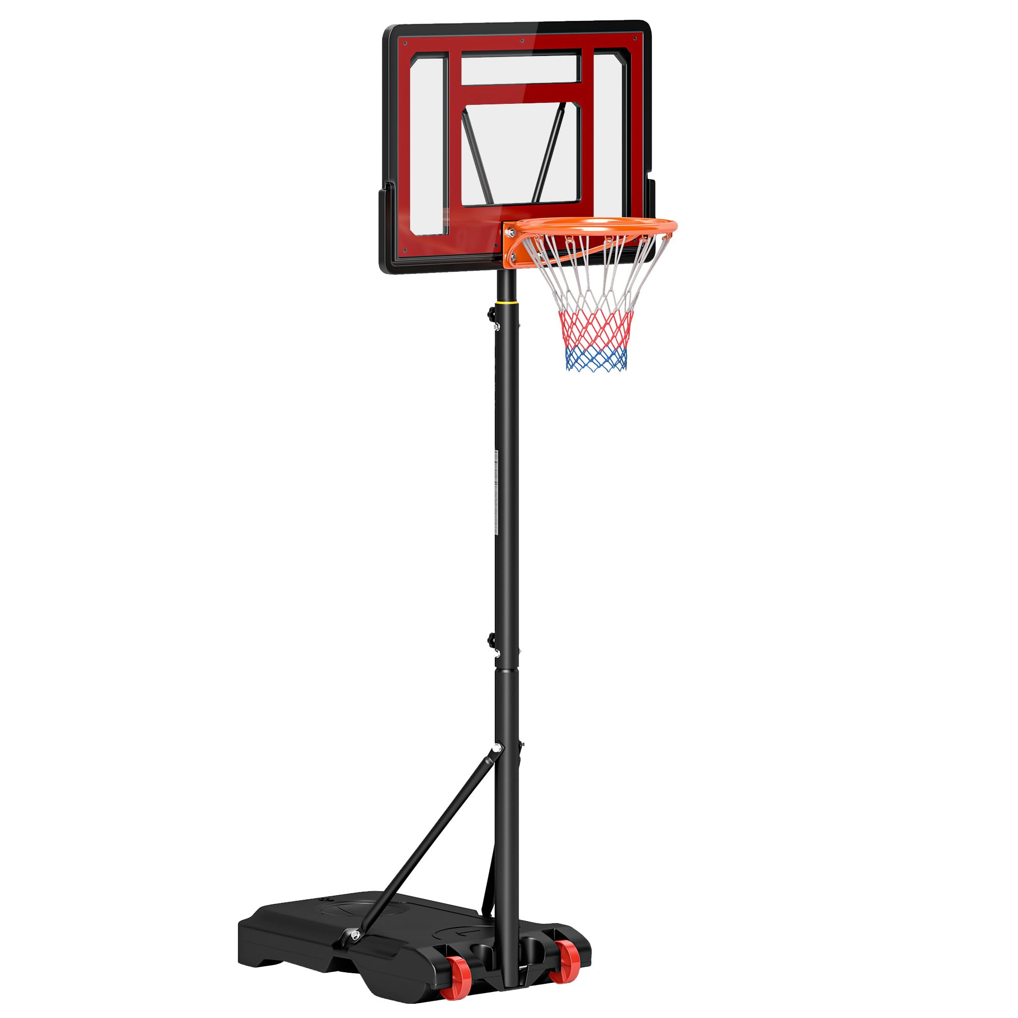 HOMCOM Panier de Basket extérieur Hauteur réglable 160–210 cm Panier de Basket sur Pied à roulettes avec Base Stable remplissable d'eau ou de Sable pour Juniors et Adultes, Noir