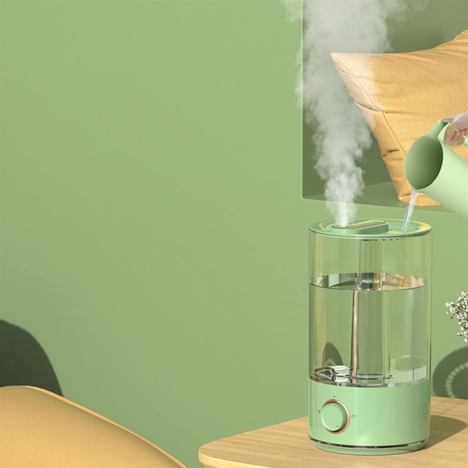 Humidificadores de Aire Humidificador portátil 5L Capacidad grande Tanque de agua transparente Dormitorio Humidificador silencioso - Humidificador de llenado superior - apagado automático - verde Sile