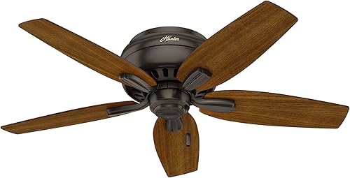 Miniatura 11 de Hunter Fan Company, 51081, ventilador de techo Newsome Premier de bronce de bajo perfil de 42 pulgadas con kit de luz LED y cadena de tracción