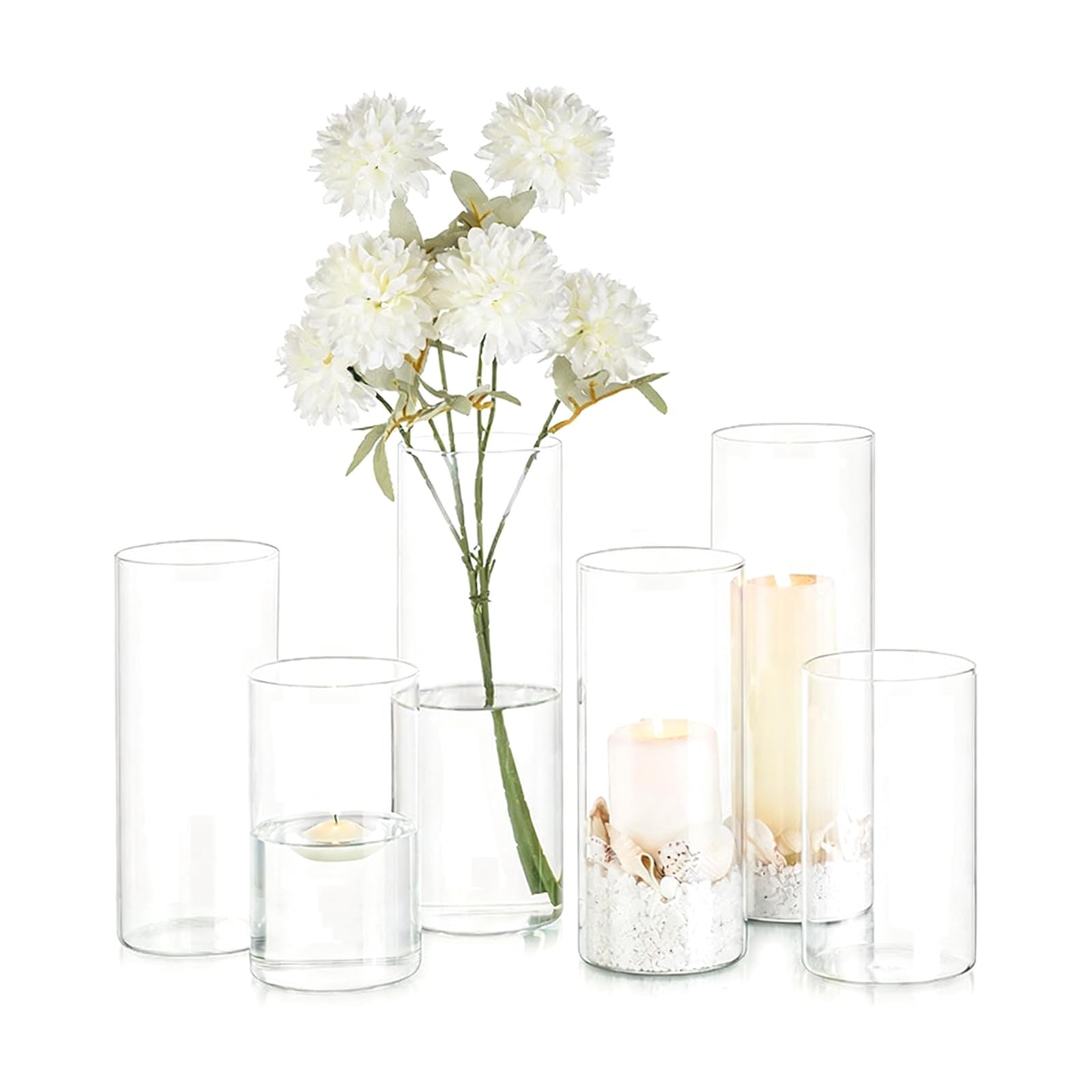 TWISAXC Stylish Glass Candle Holders Set Of 6 Assorted Candleholders Wedding Candles And Pillar Candles Display Effective Over