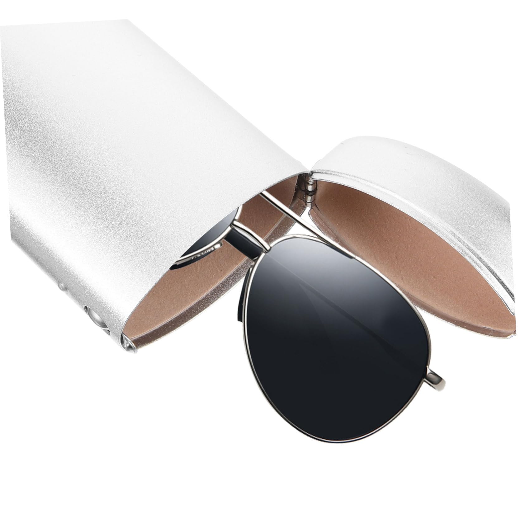FRCOLOR Estuche De Aluminio Para Gafas Organizador De Estuches Para Gafas Sol Brillante Estuche De Anteojos Lentes Titular De Gafas Plegable Caso Aleación De Aluminio Plata
