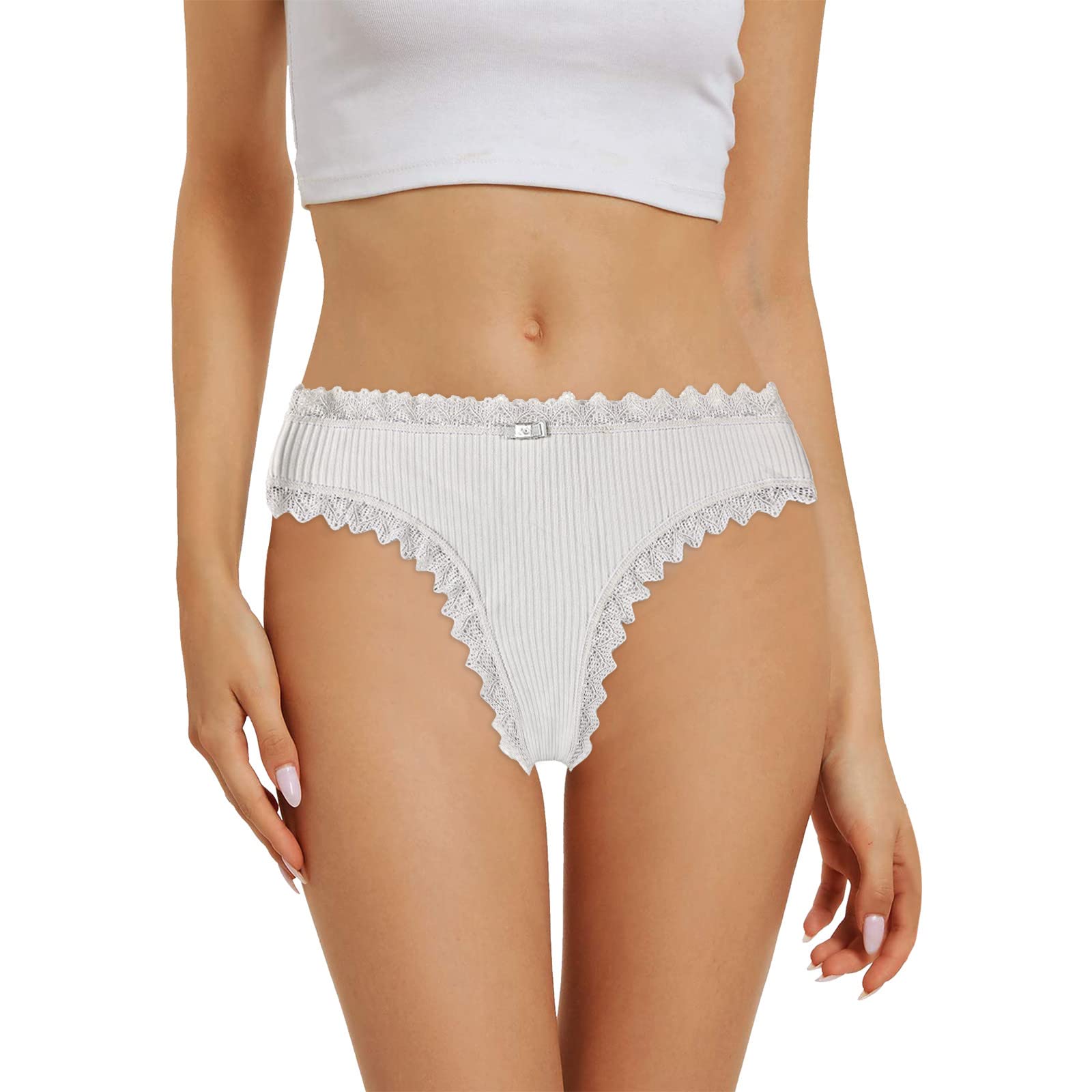 GenericWomens Panties Sexy Seamless Mid Rise G-string Floral Lace Soft French Thongs Stretchy Knickers Ultra Thin Underpants