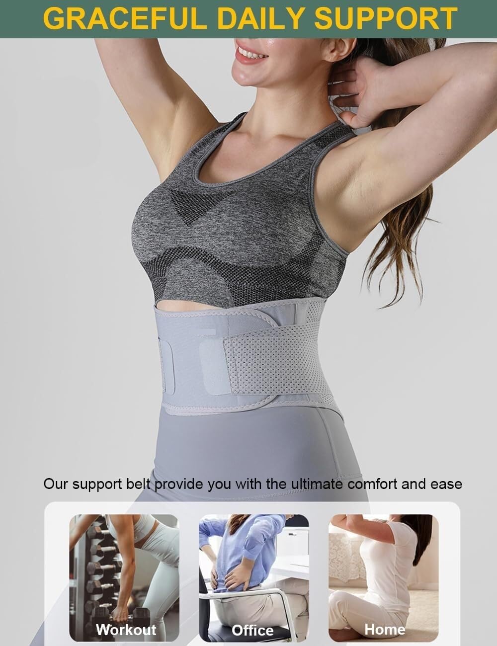 Ceinture Lombaire Réglables Ceinture De Maintien Légère Et Réglable for Femmes Travail Universel(Grey,S)