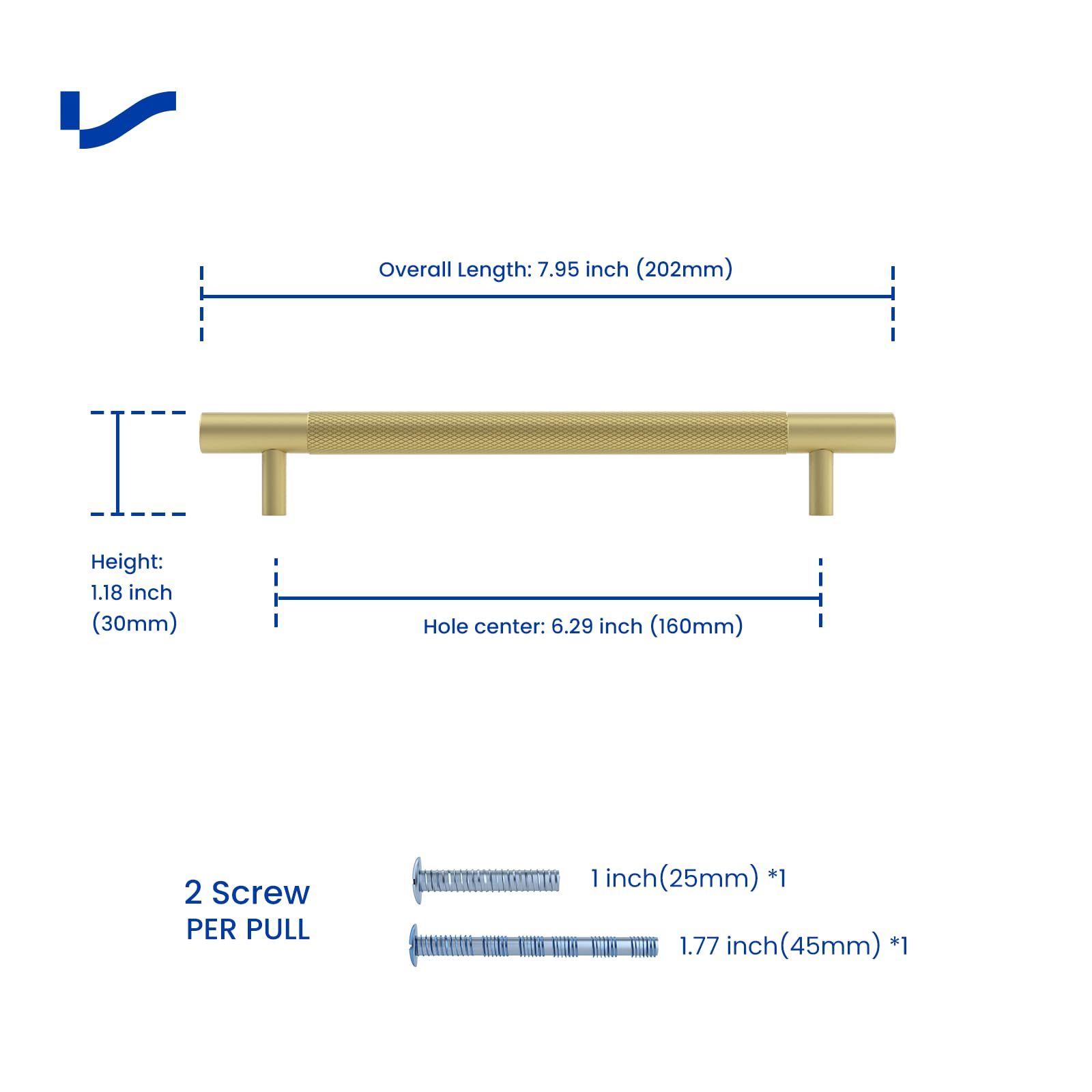 LONTAN 10 Pack Gold Kitchen Door Handles (6-5/16inch) 160mm Hole Centers - Image 2