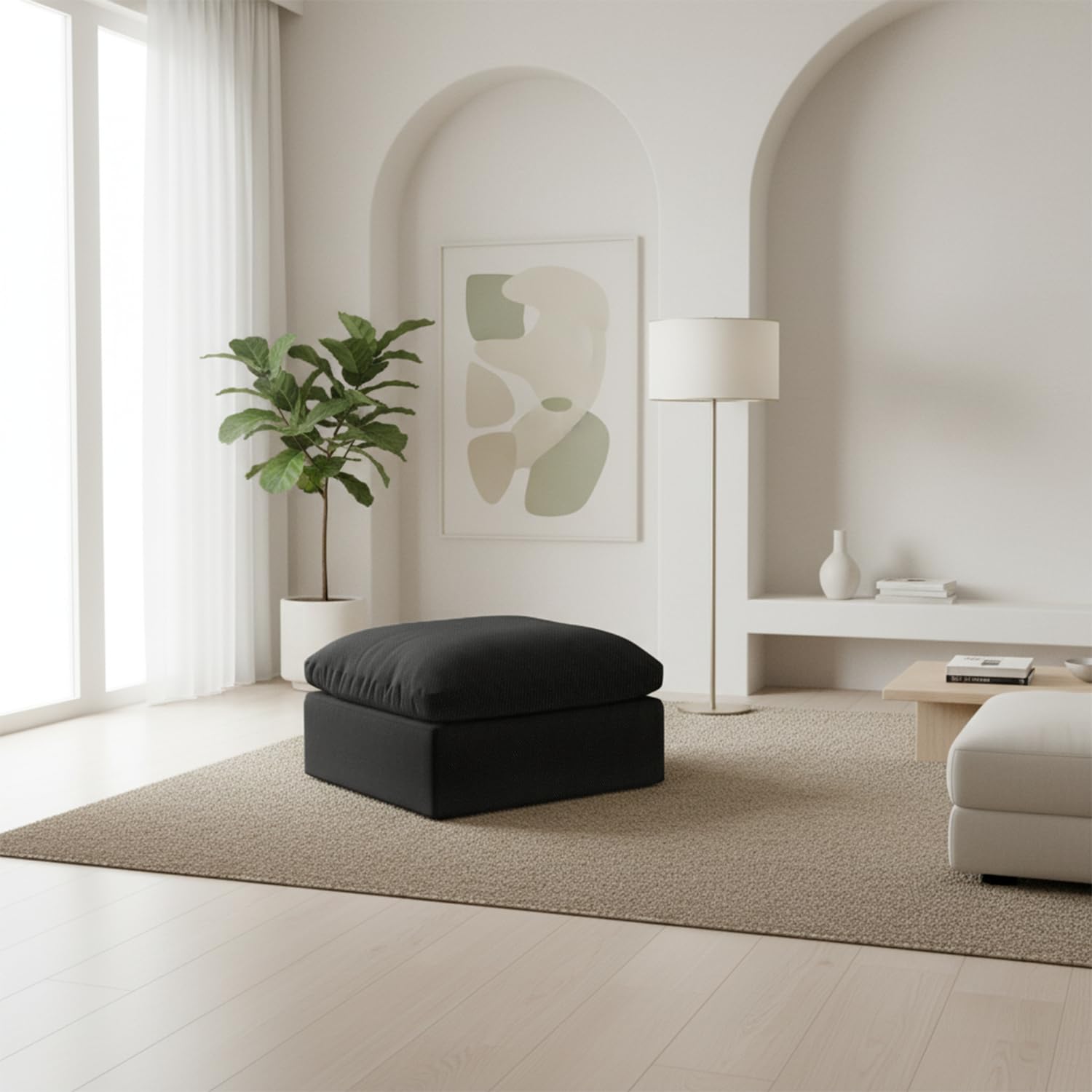 Oversize Cloud Modular Sectional Sofa,Chaise Down Filled Comfort Sofa Detachable Couch Cushion Covers for Living Room Apartment,Black