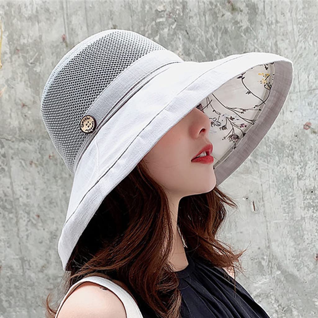 YXWYXWA Summer Big Wide Brim Flower for Women Mesh Beach Hat Female Net Foldable s Lady's Bucket Hat
