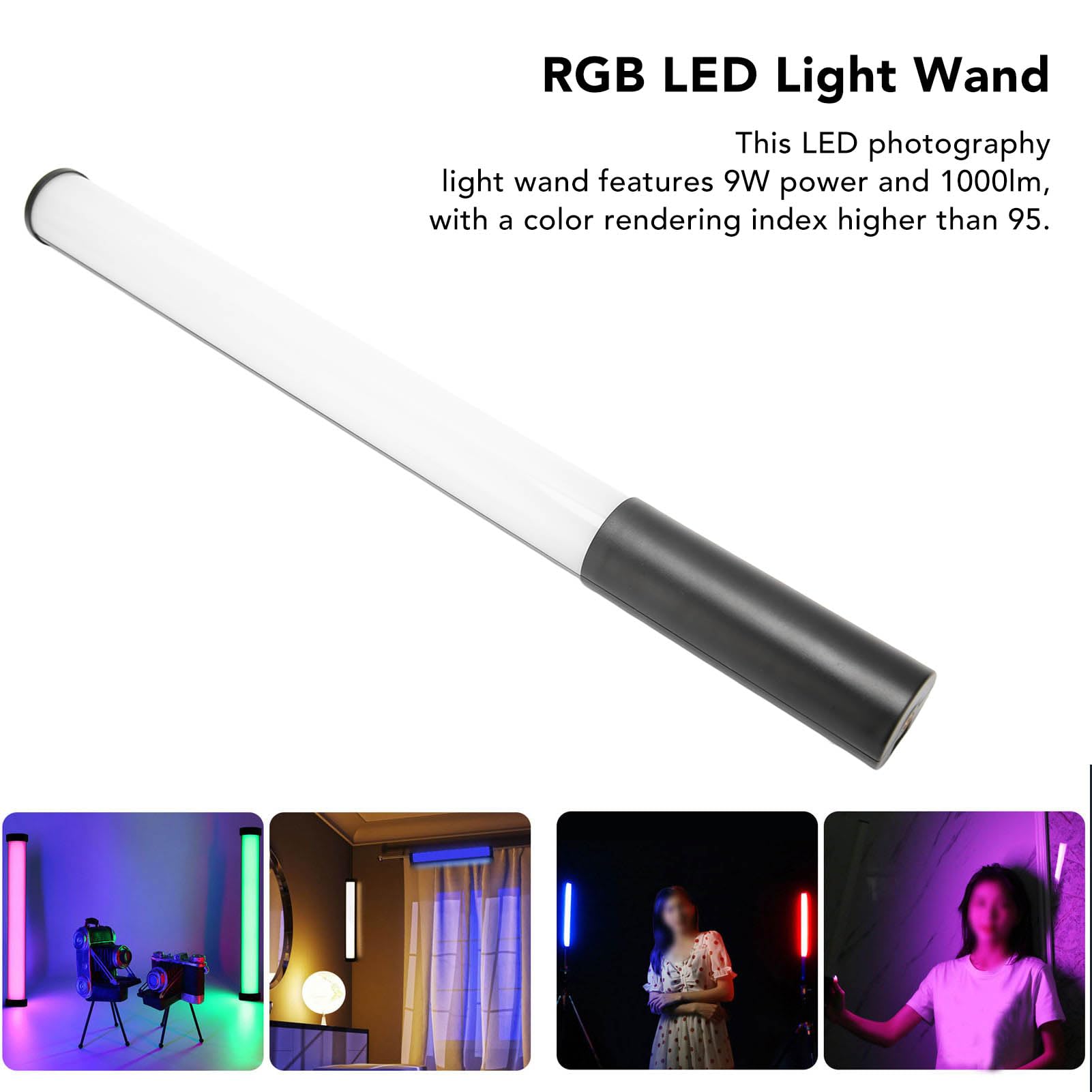 Bastone Luminoso per Video LED RGB, Bastoncino Luminoso RGB a Colori Portatile Portatile, Dimmerabile 2500‑9900K, Lampada Ambientale Fotografica con 9 Effetti di Luce Batteria da