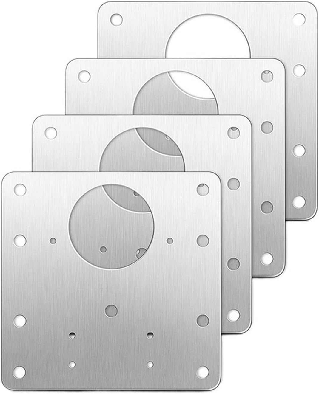 8pcs Hinge Repair Plate Brushed Stainless Steel Cabinet Hinge Fixing Plate Bracket Kit with Screws(8 Pack)