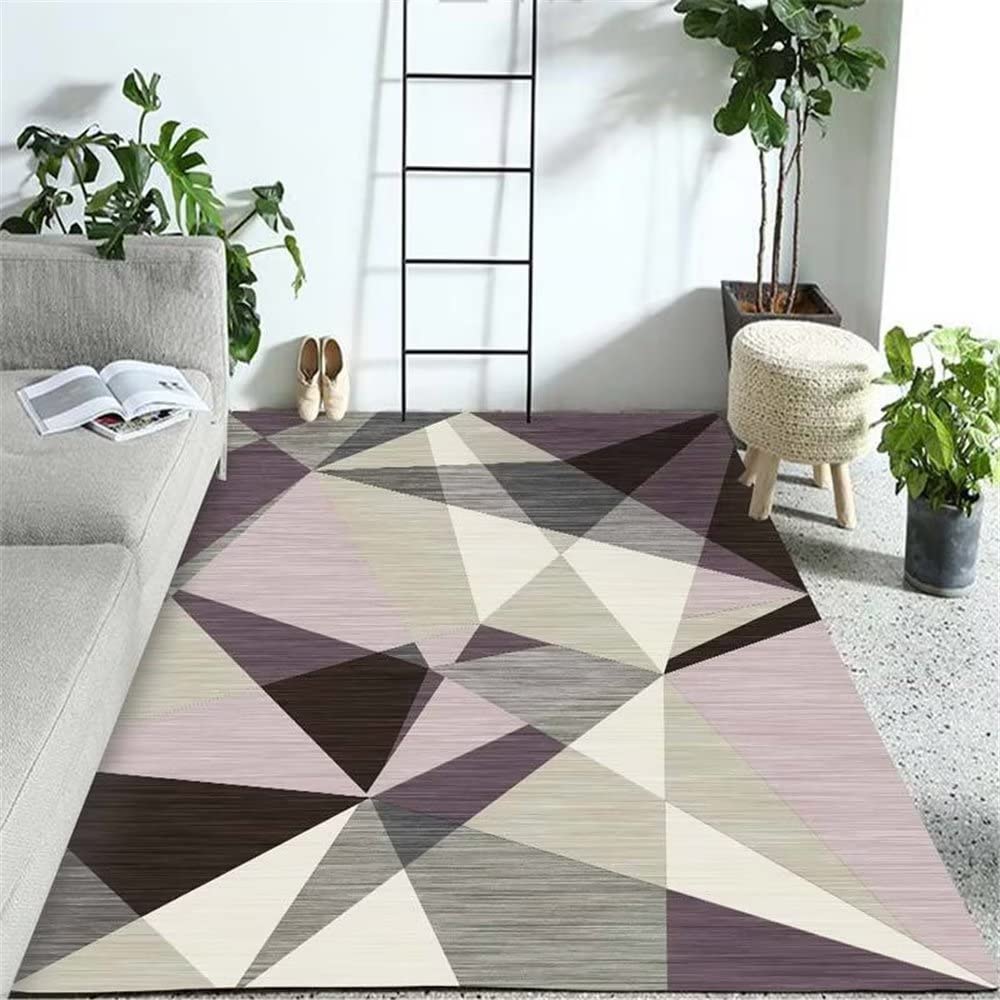 Tapis de salon rose géométrique minimaliste lavable 180X250