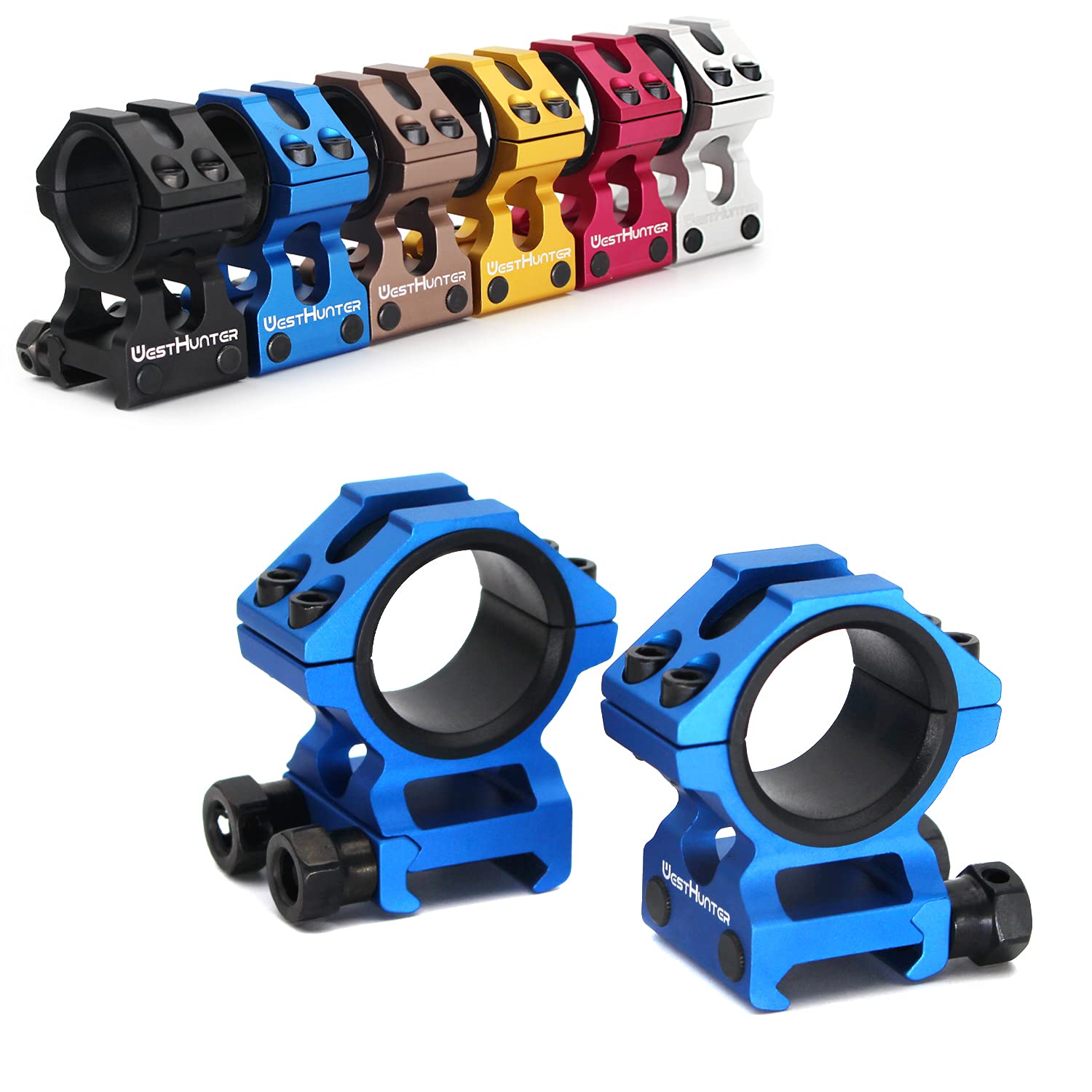 WestHunterIndustrial Grade Precision Rifle Scope Rings, 1 Inch 30 mm Tactical 6061 T6 Picatinny Scope Mount | 36 mm / 29 mm Center Height