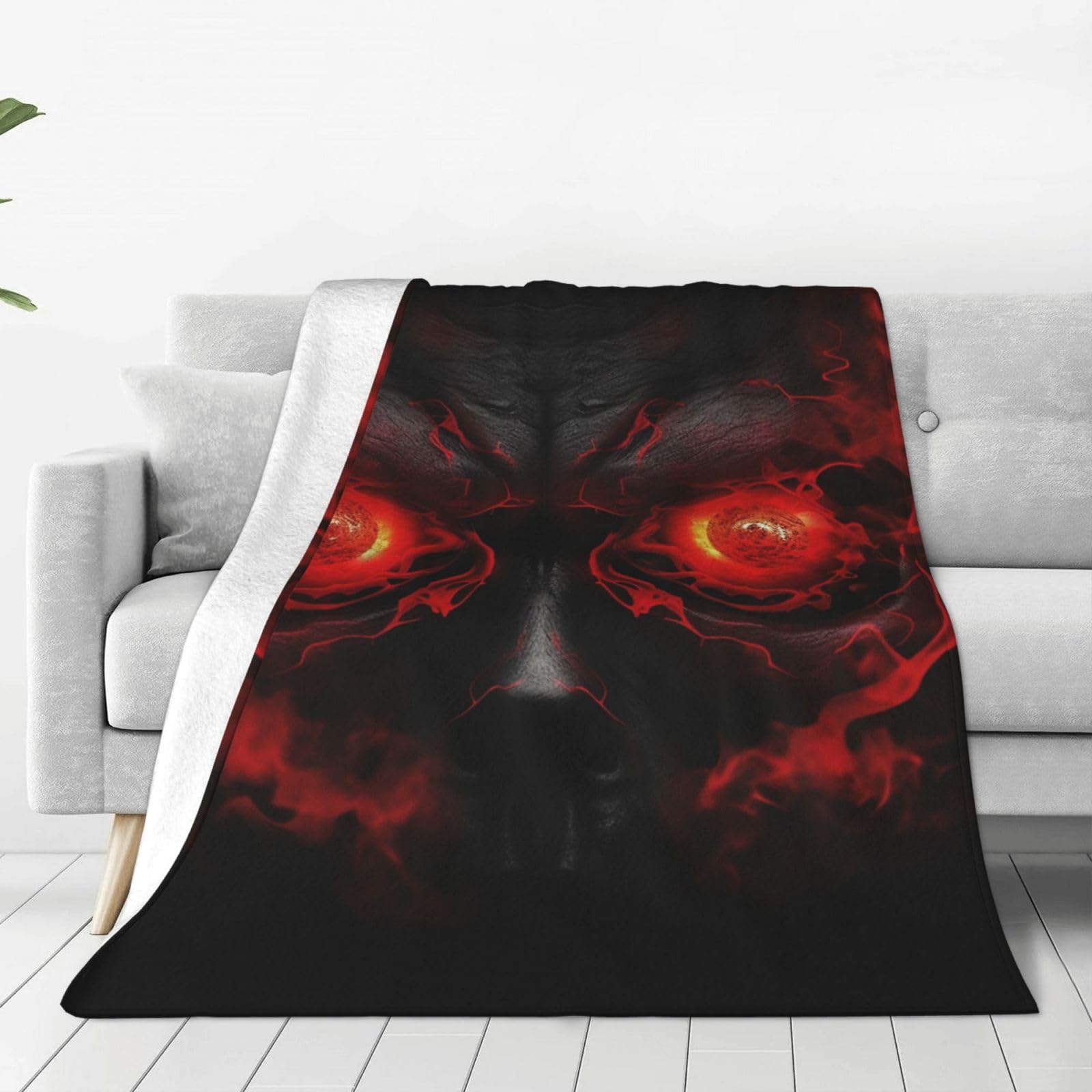 Red Skull Eyes Throw Blanket for Couch, Plush Fuzzy Soft Flannel Blankets and Throws for Sofa, 80"x60" Bed Blankets for Travel Camping Chair, All Season Warm Fleece Blanket