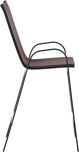 Miniatura 8 de EMMA + OLIVER Alsek Taburetes de bar para patio, marcos de acero con recubrimiento en polvo, asientos de textileno marrón, circulación de aire
