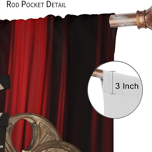 Miniatura 18 de Cortinas opacas para cine en casa, diseño retro moderno, tiras de película de palomitas de maíz para cámara de película, bolsillo para barra,