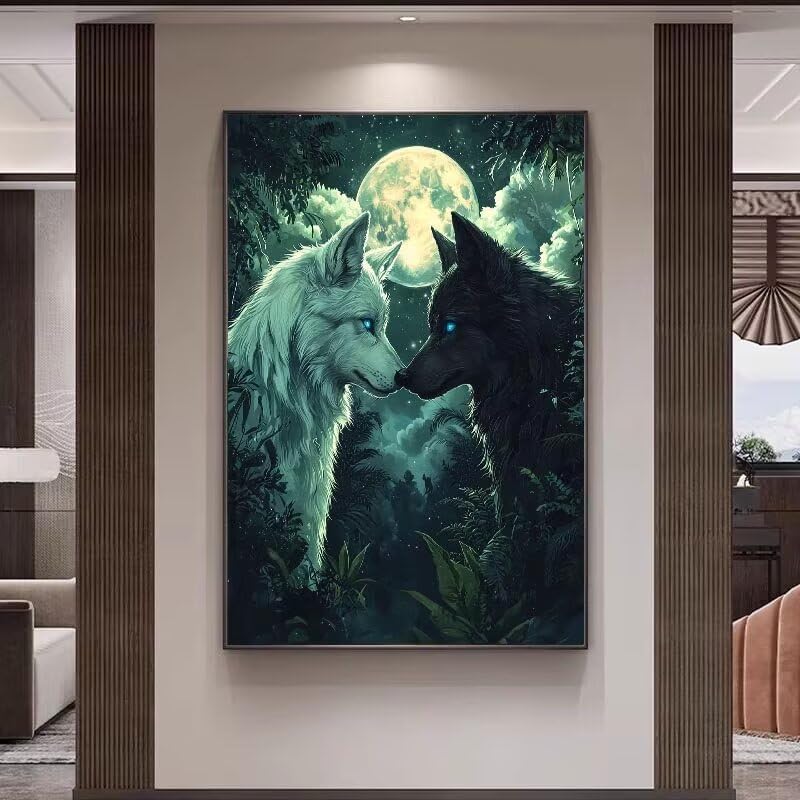 DIY Diamond Painting Loup vue nocturne 5D Diamant Complet Kits Adulte - 2