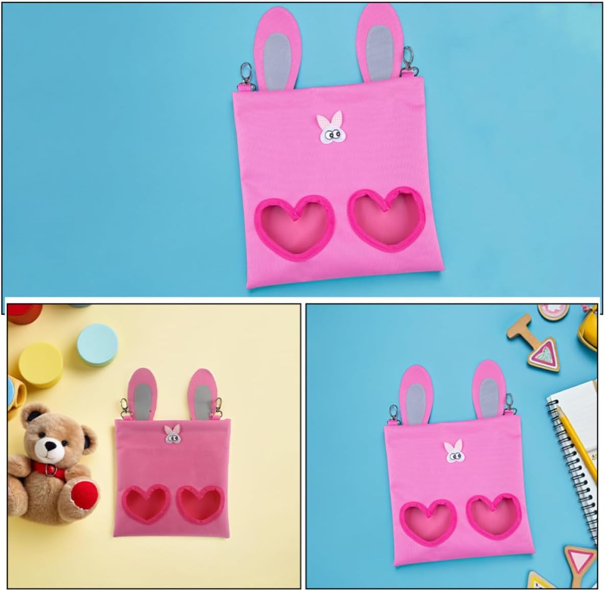 Baluue 2pcs Hanging Bunny Hay Bag Feeder for Small Animals and Pets, Large Capacity Cloth and Metal Small Animal Feeder with Space-Saving Hanging Design, for Rabbits, Guinea Pigs, image 3
