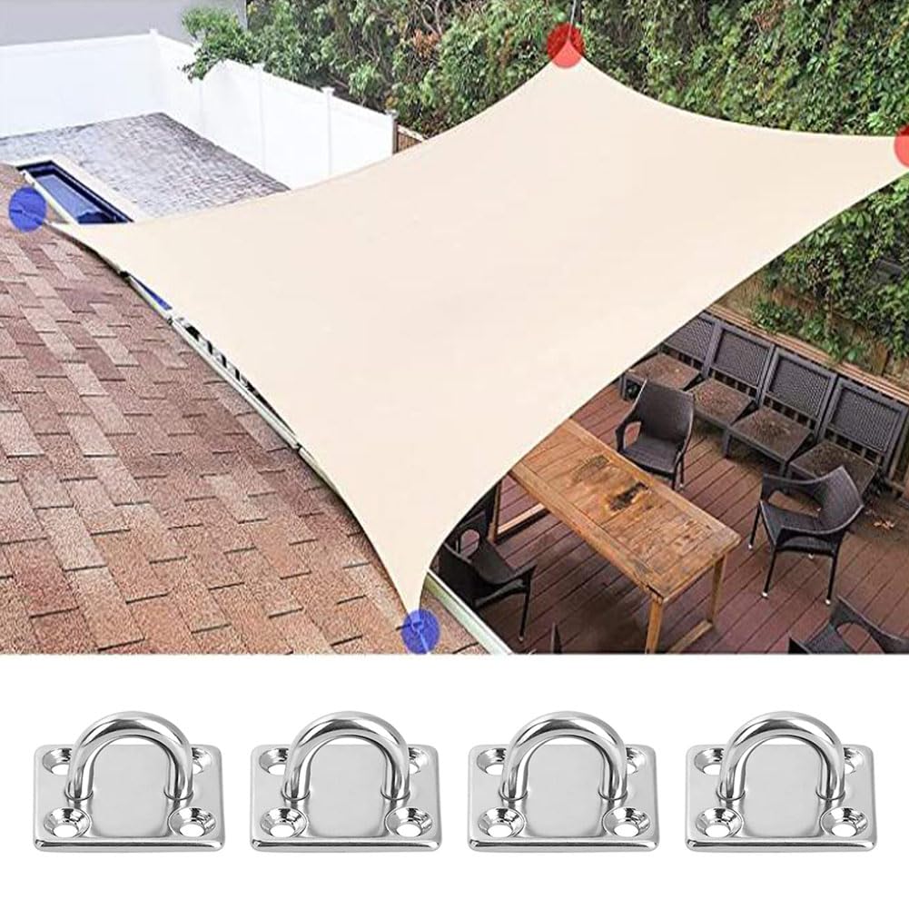 AISHOW 12 Pezzi M5 Piastra Oculare in Acciaio Inossidabile 304 Placca Oculare Ganci e Moschettone Piastra Ancoraggio Gancio da Muro con Occhiello Piastra di Copertura Gancio Soffitto con Viti