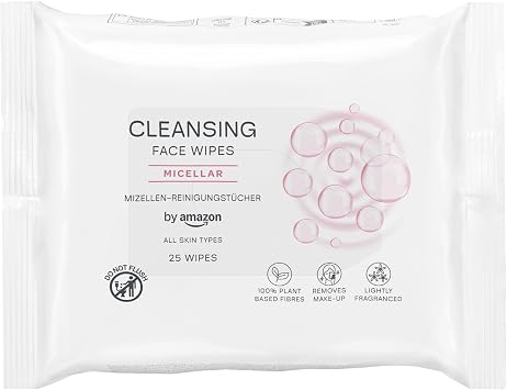 by Amazon Face Cleansing Wipes with Micellar, Make-up remover, Fragranced, 25 Wipes