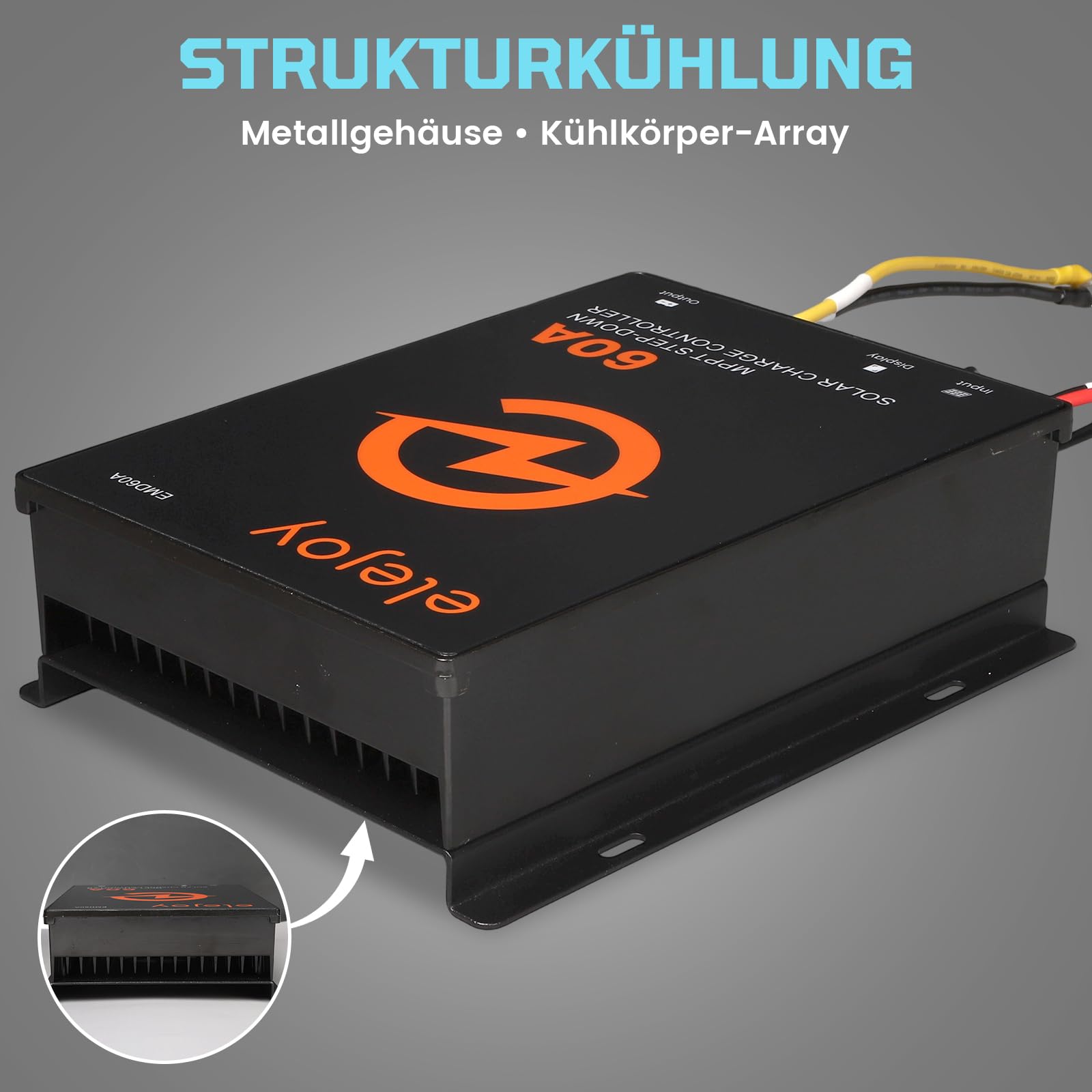 60A MPPT Solar-Laderegler 12v/24v/36v/48v 99% Verfolgungseffizienz | Ausgang 10-60v verstellbar für mit externen LCD-Solarpanel-Regulator-Bildschirm luftgekühlte Kühlung
