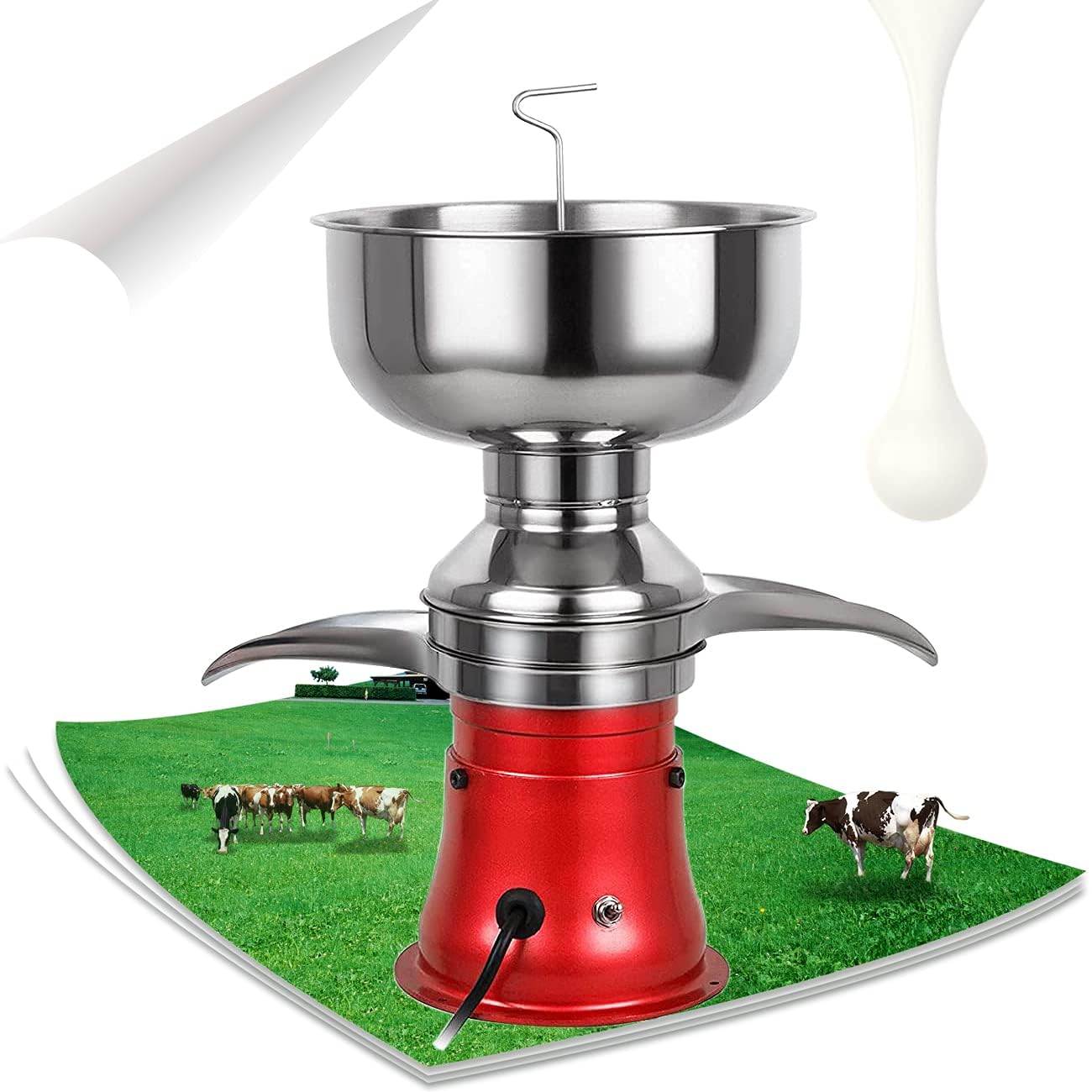Separatore elettrico per latte da 5 l, 9800-11000 giri/min, rosso