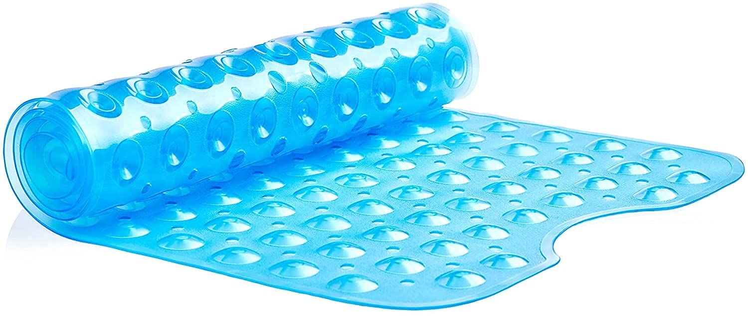 Skyte Blue Skyte® Pebble Frosted Anti-Mould Anti Slip Plastic Oval Bathtub Shower Mat With Grip - 48Cm X 31Cm (Blue)