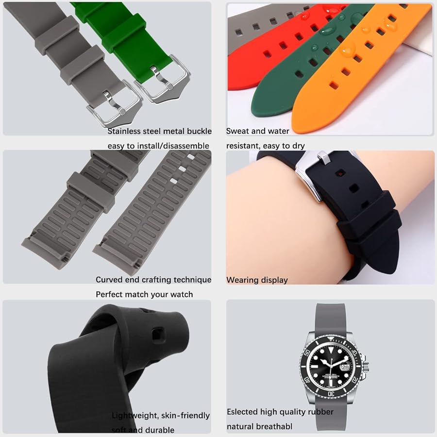 Wasserdichtes Gummiband 19-24mm Universal Silikon-Uhrenband 19-24mm Schwarz - Wasserdichtes Gummi-Armband Für Herren Silikonband 24 Mm